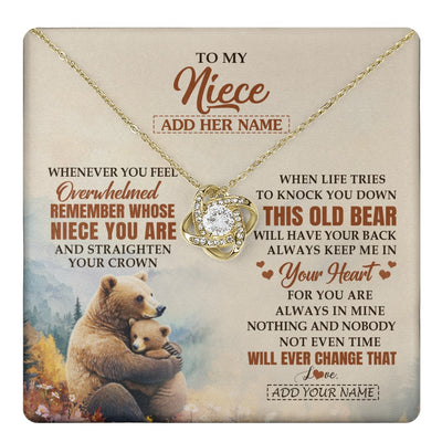 Love Knot Necklace 18K Yellow Gold Finish | 1 | Personalized To My Niece Gifts Necklace From Aunt Uncle Whenever Bear Unique Birthday Gifts For Niece Graduation Christmas Customized Gift Box Message Card | teecentury.myshopify