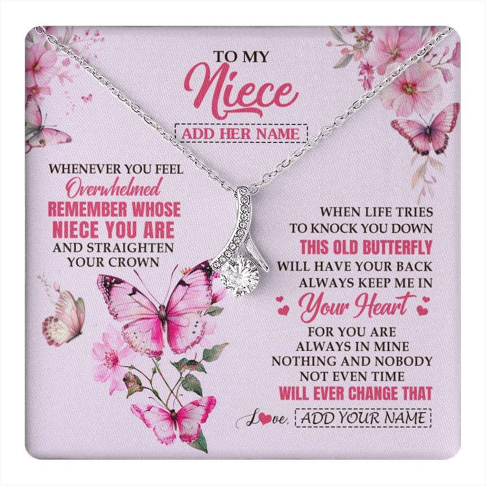 Alluring Beauty Necklace 14K White Gold Finish | 1 | Personalized To My Niece Gifts Necklace From Aunt Uncle Whenever Butterfly Unique Birthday Gifts For Niece Graduation Christmas Custom Gift Box Message Card | teecentury.myshopify