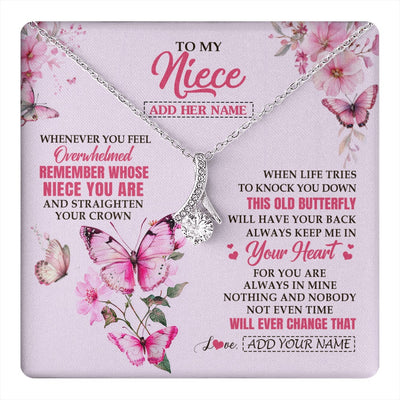 Alluring Beauty Necklace 14K White Gold Finish | 1 | Personalized To My Niece Gifts Necklace From Aunt Uncle Whenever Butterfly Unique Birthday Gifts For Niece Graduation Christmas Custom Gift Box Message Card | teecentury.myshopify