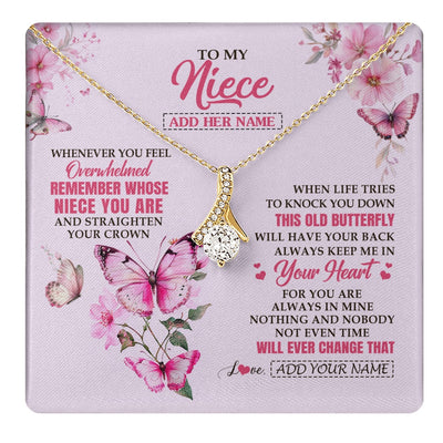 Alluring Beauty Necklace 18K Yellow Gold Finish | 1 | Personalized To My Niece Gifts Necklace From Aunt Uncle Whenever Butterfly Unique Birthday Gifts For Niece Graduation Christmas Custom Gift Box Message Card | teecentury.myshopify