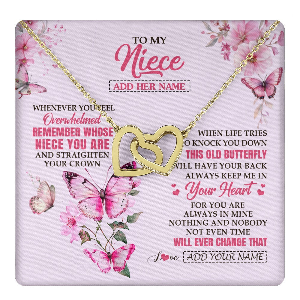 Interlocking Hearts Necklace 18K Yellow Gold Finish | 1 | Personalized To My Niece Gifts Necklace From Aunt Uncle Whenever Butterfly Unique Birthday Gifts For Niece Graduation Christmas Custom Gift Box Message Card | teecentury.myshopify