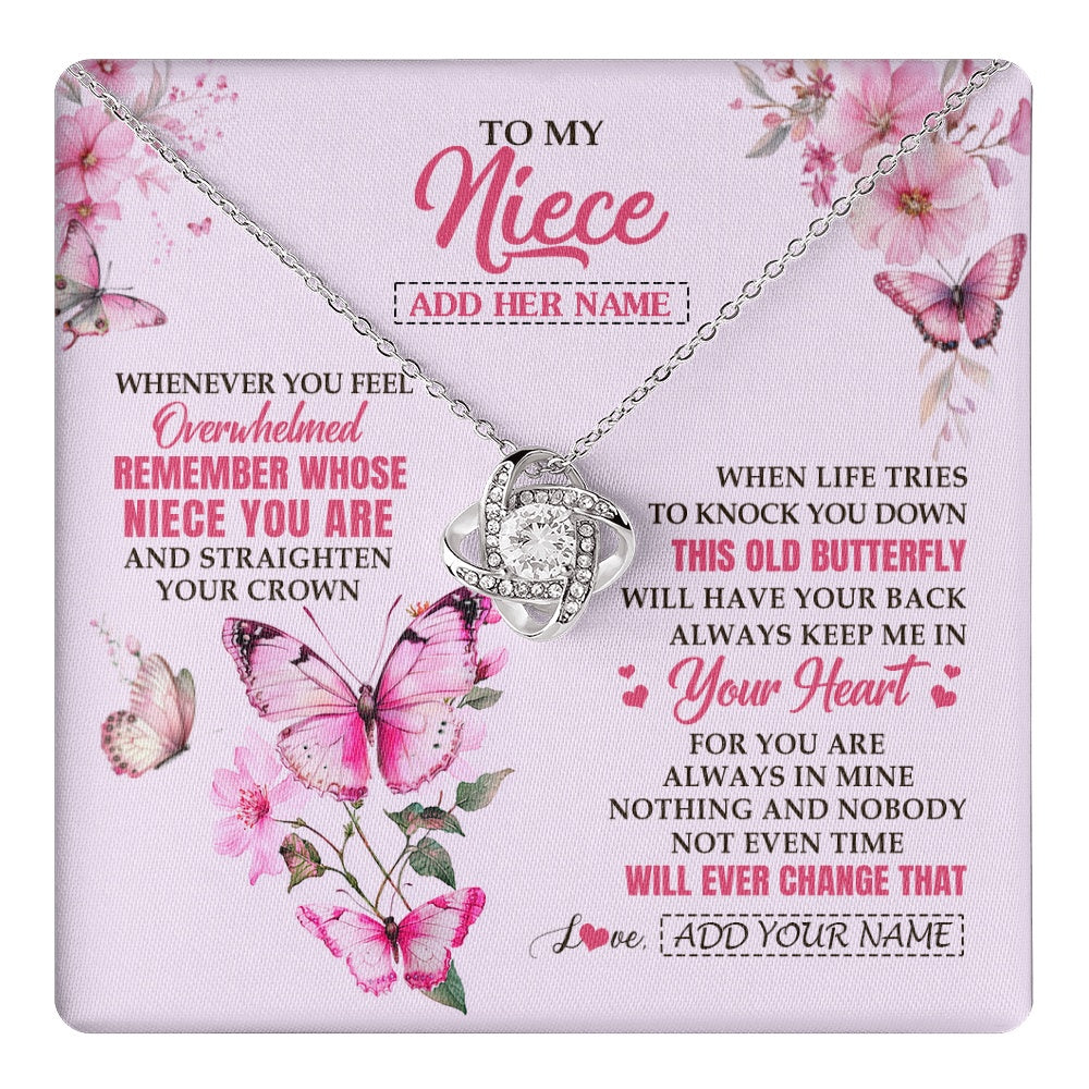 Love Knot Necklace 14K White Gold Finish | 1 | Personalized To My Niece Gifts Necklace From Aunt Uncle Whenever Butterfly Unique Birthday Gifts For Niece Graduation Christmas Custom Gift Box Message Card | teecentury.myshopify