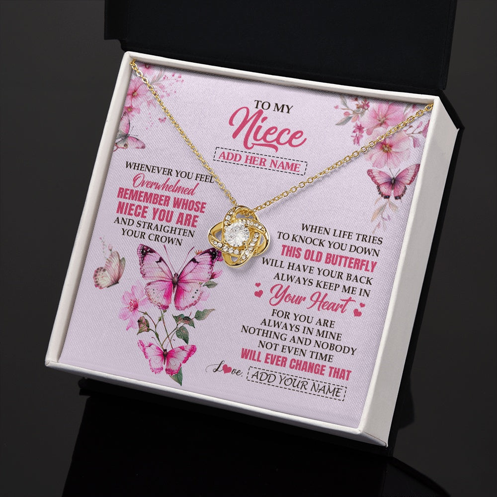 Love Knot Necklace 18K Yellow Gold Finish | 2 | Personalized To My Niece Gifts Necklace From Aunt Uncle Whenever Butterfly Unique Birthday Gifts For Niece Graduation Christmas Custom Gift Box Message Card | teecentury.myshopify