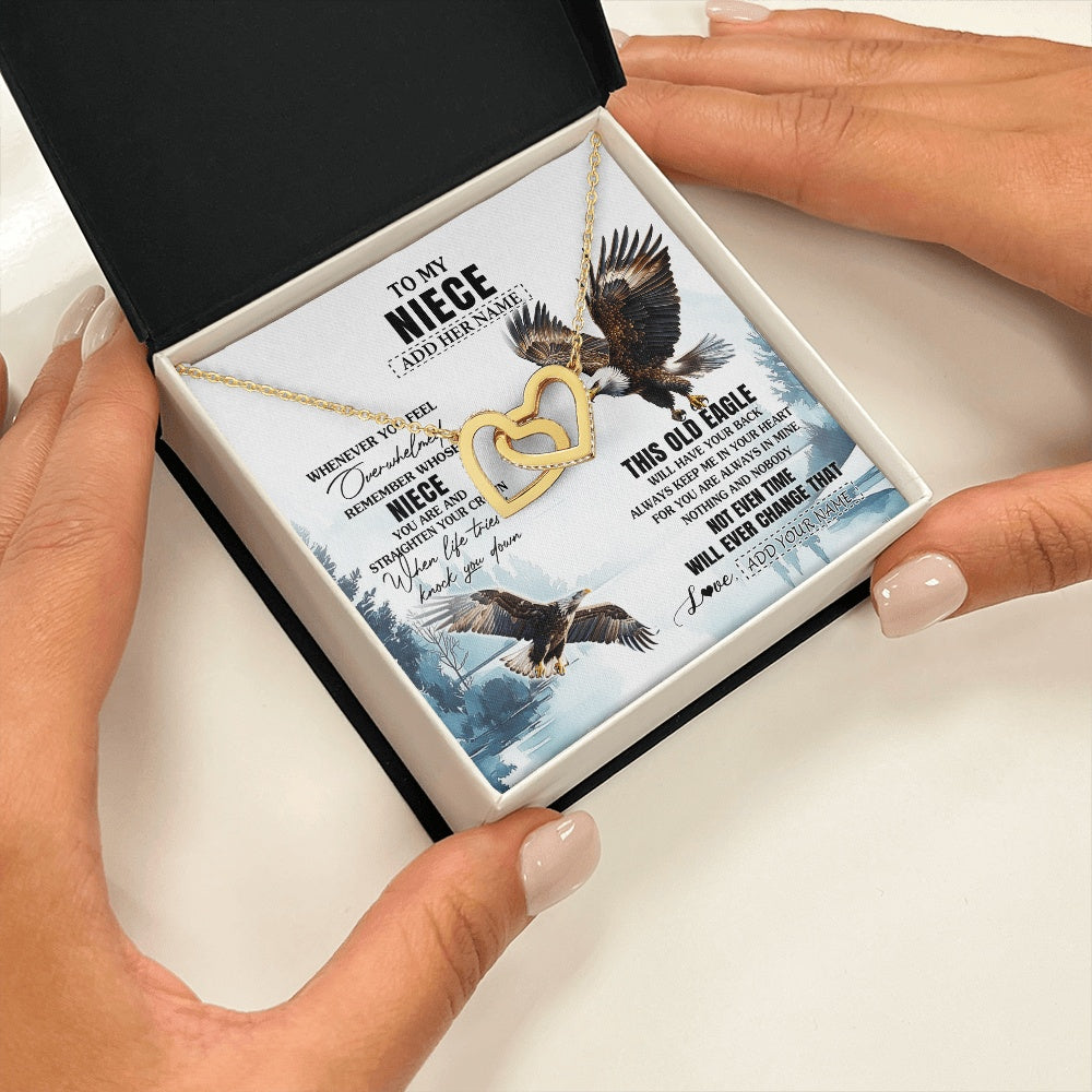 Interlocking Hearts Necklace 18K Yellow Gold Finish | 2 | Personalized To My Niece Gifts Necklace From Aunt Uncle Whenever Eagle Unique Birthday Gifts For Niece Christmas Jewelry Custom Keepsake Gift Box Message Card | https://teecentury.