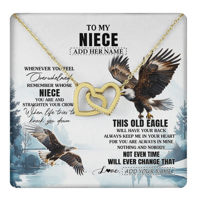 Interlocking Hearts Necklace 18K Yellow Gold Finish | 1 | Personalized To My Niece Gifts Necklace From Aunt Uncle Whenever Eagle Unique Birthday Gifts For Niece Christmas Jewelry Custom Keepsake Gift Box Message Card | https://teecentury.