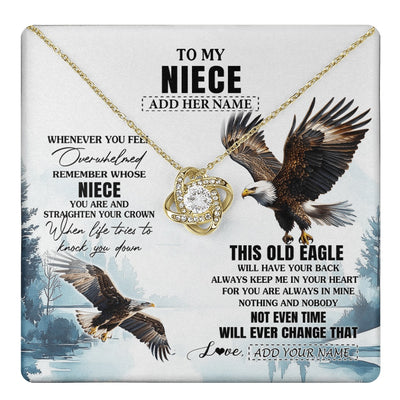 Love Knot Necklace 18K Yellow Gold Finish | 1 | Personalized To My Niece Gifts Necklace From Aunt Uncle Whenever Eagle Unique Birthday Gifts For Niece Christmas Jewelry Custom Keepsake Gift Box Message Card | https://teecentury.
