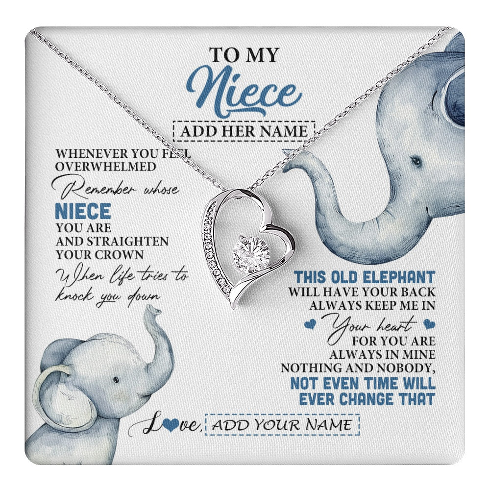 Forever Love Necklace 14K White Gold Finish | 1 | Personalized To My Niece Gifts Necklace From Aunt Uncle Whenever Elephant Unique Birthday Gifts For Niece Graduation Christmas Custom Gift Box Message Card | teecentury.myshopify