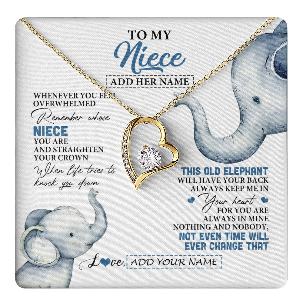 Forever Love Necklace 18K Yellow Gold Finish | 1 | Personalized To My Niece Gifts Necklace From Aunt Uncle Whenever Elephant Unique Birthday Gifts For Niece Graduation Christmas Custom Gift Box Message Card | teecentury.myshopify
