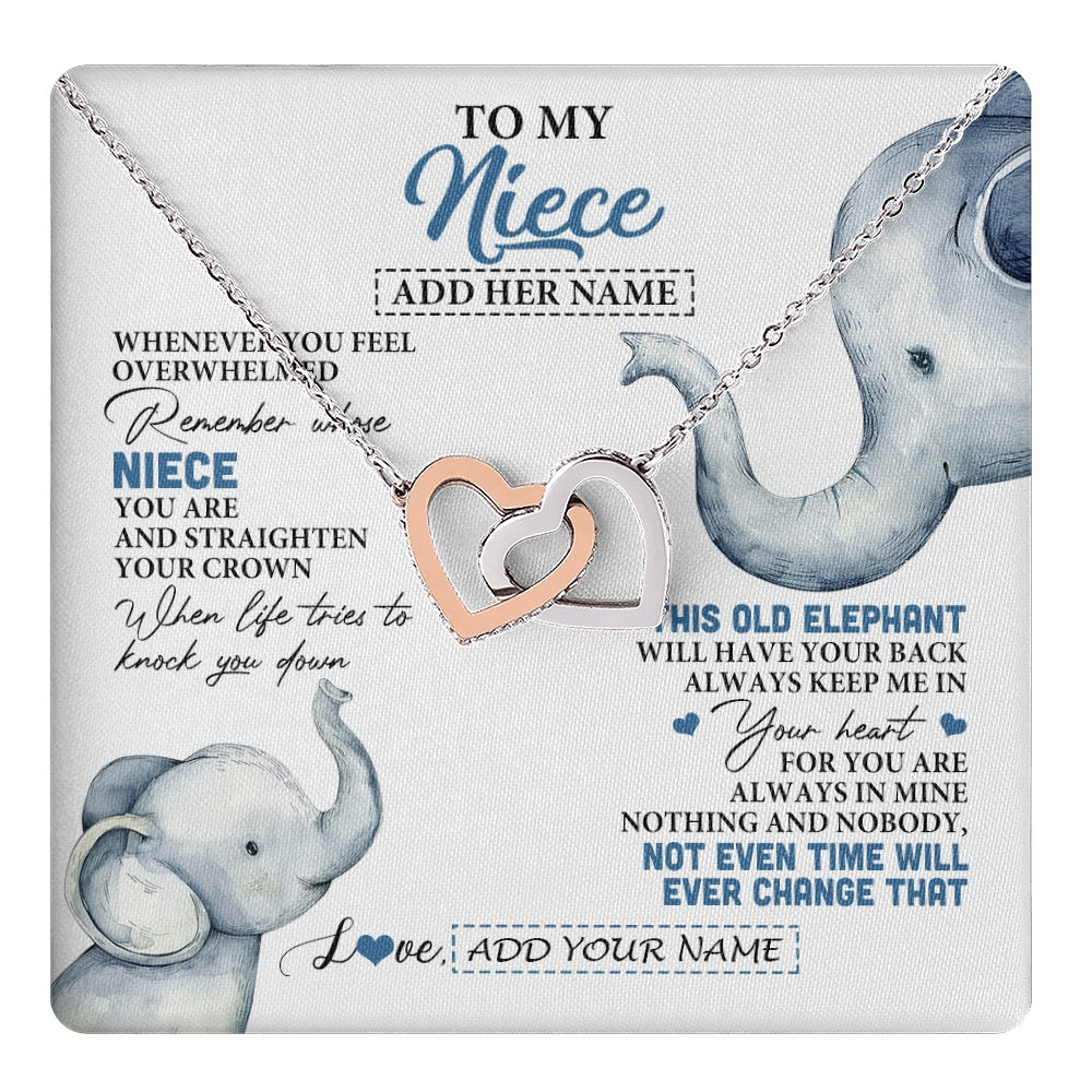 Interlocking Hearts Necklace Stainless Steel & Rose Gold Finish | 1 | Personalized To My Niece Gifts Necklace From Aunt Uncle Whenever Elephant Unique Birthday Gifts For Niece Graduation Christmas Custom Gift Box Message Card | teecentury.myshopify
