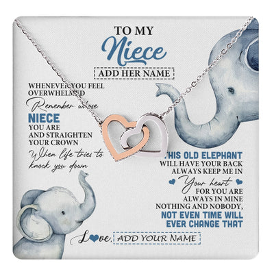 Interlocking Hearts Necklace Stainless Steel & Rose Gold Finish | 1 | Personalized To My Niece Gifts Necklace From Aunt Uncle Whenever Elephant Unique Birthday Gifts For Niece Graduation Christmas Custom Gift Box Message Card | teecentury.myshopify