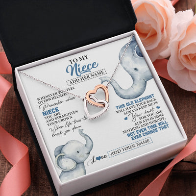 Interlocking Hearts Necklace Stainless Steel & Rose Gold Finish | 2 | Personalized To My Niece Gifts Necklace From Aunt Uncle Whenever Elephant Unique Birthday Gifts For Niece Graduation Christmas Custom Gift Box Message Card | teecentury.myshopify