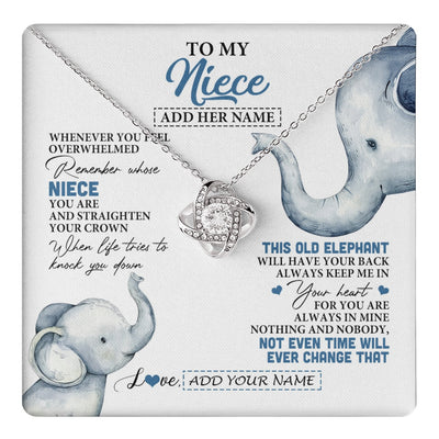 Love Knot Necklace 14K White Gold Finish | 1 | Personalized To My Niece Gifts Necklace From Aunt Uncle Whenever Elephant Unique Birthday Gifts For Niece Graduation Christmas Custom Gift Box Message Card | teecentury.myshopify