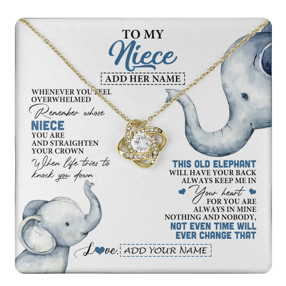 Love Knot Necklace 18K Yellow Gold Finish | 1 | Personalized To My Niece Gifts Necklace From Aunt Uncle Whenever Elephant Unique Birthday Gifts For Niece Graduation Christmas Custom Gift Box Message Card | teecentury.myshopify