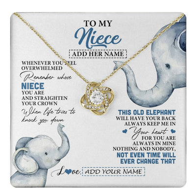 Love Knot Necklace 18K Yellow Gold Finish | 1 | Personalized To My Niece Gifts Necklace From Aunt Uncle Whenever Elephant Unique Birthday Gifts For Niece Graduation Christmas Custom Gift Box Message Card | teecentury.myshopify
