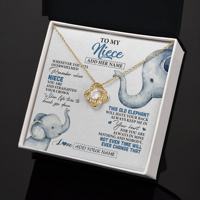 Love Knot Necklace 18K Yellow Gold Finish | 2 | Personalized To My Niece Gifts Necklace From Aunt Uncle Whenever Elephant Unique Birthday Gifts For Niece Graduation Christmas Custom Gift Box Message Card | teecentury.myshopify