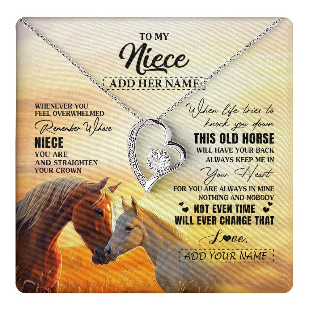 Forever Love Necklace 14K White Gold Finish | 1 | Personalized To My Niece Gifts Necklace From Aunt Uncle Whenever Horse Unique Birthday Gifts For Niece Graduation Christmas Customized Gift Box Message Card | teecentury.myshopify