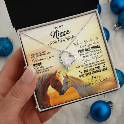 Forever Love Necklace 14K White Gold Finish | 2 | Personalized To My Niece Gifts Necklace From Aunt Uncle Whenever Horse Unique Birthday Gifts For Niece Graduation Christmas Customized Gift Box Message Card | teecentury.myshopify