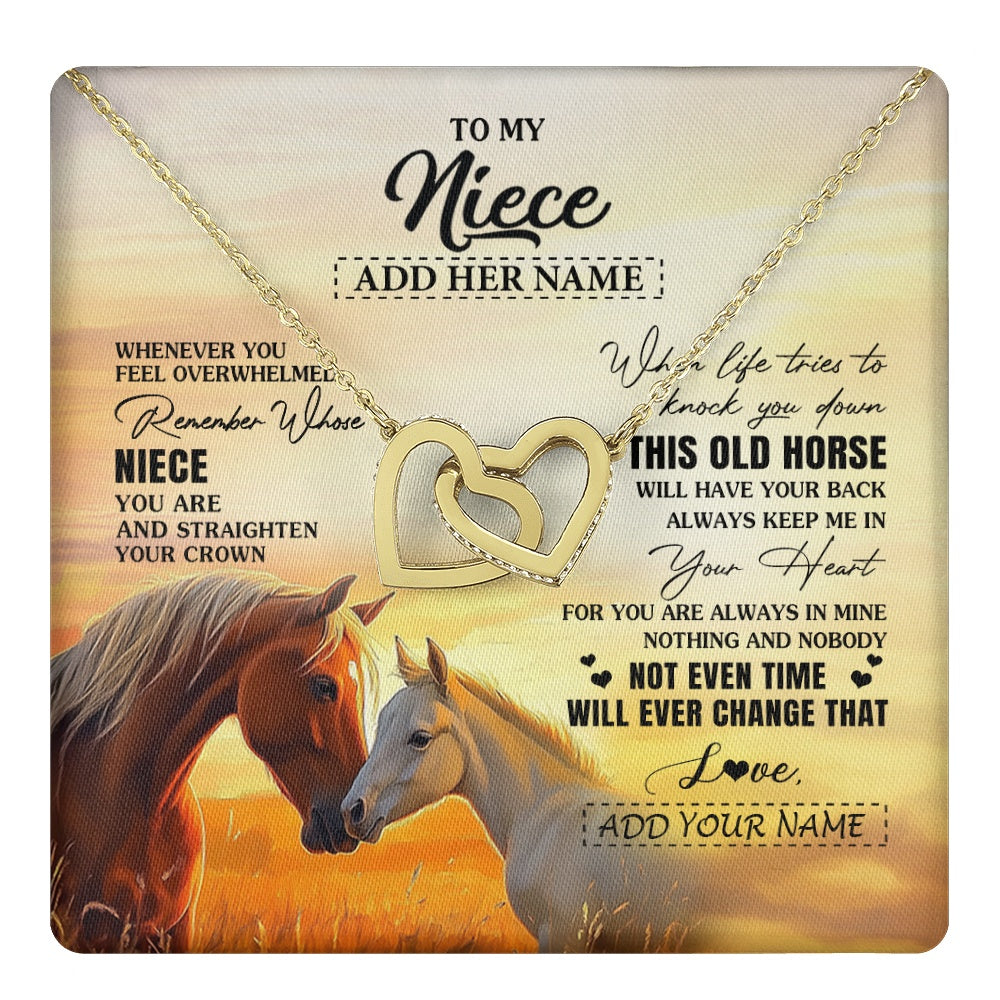 Interlocking Hearts Necklace 18K Yellow Gold Finish | 1 | Personalized To My Niece Gifts Necklace From Aunt Uncle Whenever Horse Unique Birthday Gifts For Niece Graduation Christmas Customized Gift Box Message Card | teecentury.myshopify