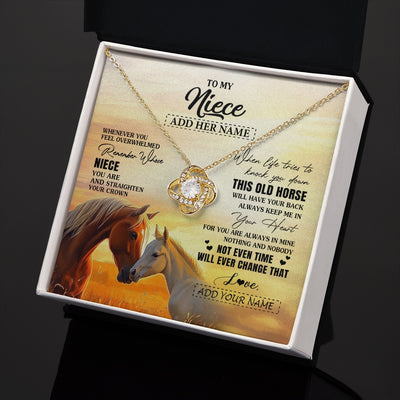 Love Knot Necklace 18K Yellow Gold Finish | 2 | Personalized To My Niece Gifts Necklace From Aunt Uncle Whenever Horse Unique Birthday Gifts For Niece Graduation Christmas Customized Gift Box Message Card | teecentury.myshopify