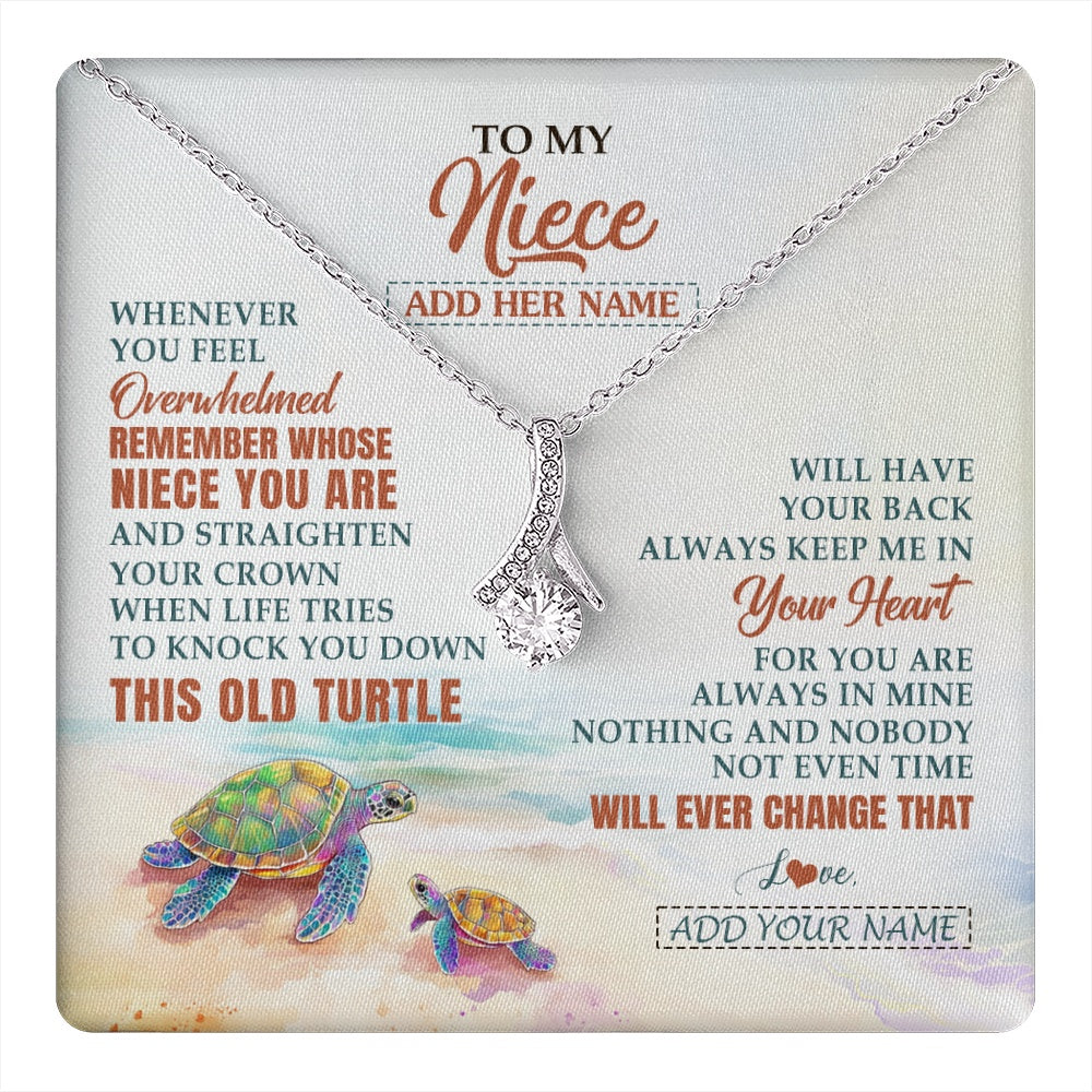 Alluring Beauty Necklace 14K White Gold Finish | 1 | Personalized To My Niece Gifts Necklace From Aunt Uncle Whenever Turtle Unique Birthday Gifts For Niece Graduation Christmas Customized Gift Box Message Card | https://teecentury.