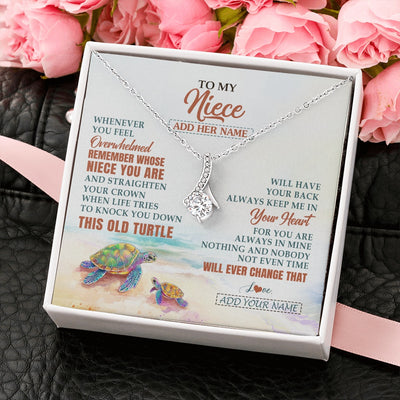Alluring Beauty Necklace 14K White Gold Finish | 2 | Personalized To My Niece Gifts Necklace From Aunt Uncle Whenever Turtle Unique Birthday Gifts For Niece Graduation Christmas Customized Gift Box Message Card | https://teecentury.