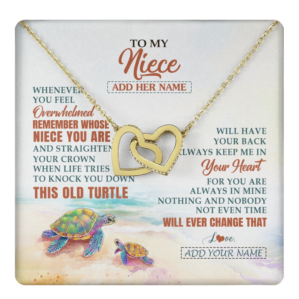 Interlocking Hearts Necklace 18K Yellow Gold Finish | 1 | Personalized To My Niece Gifts Necklace From Aunt Uncle Whenever Turtle Unique Birthday Gifts For Niece Graduation Christmas Customized Gift Box Message Card | https://teecentury.