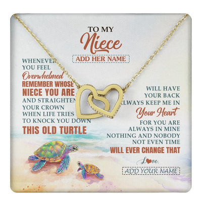 Interlocking Hearts Necklace 18K Yellow Gold Finish | 1 | Personalized To My Niece Gifts Necklace From Aunt Uncle Whenever Turtle Unique Birthday Gifts For Niece Graduation Christmas Customized Gift Box Message Card | https://teecentury.
