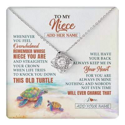 Love Knot Necklace 14K White Gold Finish | 1 | Personalized To My Niece Gifts Necklace From Aunt Uncle Whenever Turtle Unique Birthday Gifts For Niece Graduation Christmas Customized Gift Box Message Card | https://teecentury.