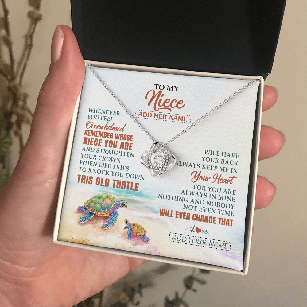 Love Knot Necklace 14K White Gold Finish | 2 | Personalized To My Niece Gifts Necklace From Aunt Uncle Whenever Turtle Unique Birthday Gifts For Niece Graduation Christmas Customized Gift Box Message Card | https://teecentury.