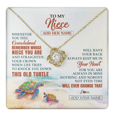 Love Knot Necklace 18K Yellow Gold Finish | 1 | Personalized To My Niece Gifts Necklace From Aunt Uncle Whenever Turtle Unique Birthday Gifts For Niece Graduation Christmas Customized Gift Box Message Card | https://teecentury.
