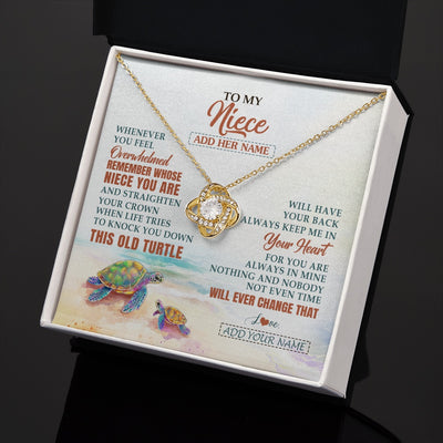 Love Knot Necklace 18K Yellow Gold Finish | 2 | Personalized To My Niece Gifts Necklace From Aunt Uncle Whenever Turtle Unique Birthday Gifts For Niece Graduation Christmas Customized Gift Box Message Card | https://teecentury.