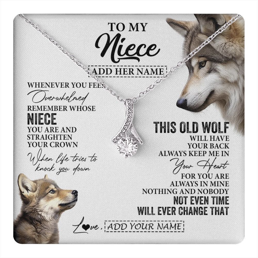 Alluring Beauty Necklace 14K White Gold Finish | 1 | Personalized To My Niece Gifts Necklace From Aunt Uncle Whenever Wolf Unique Birthday Gifts For Niece Graduation Christmas Custom Gift Box Message Card | https://teecentury.