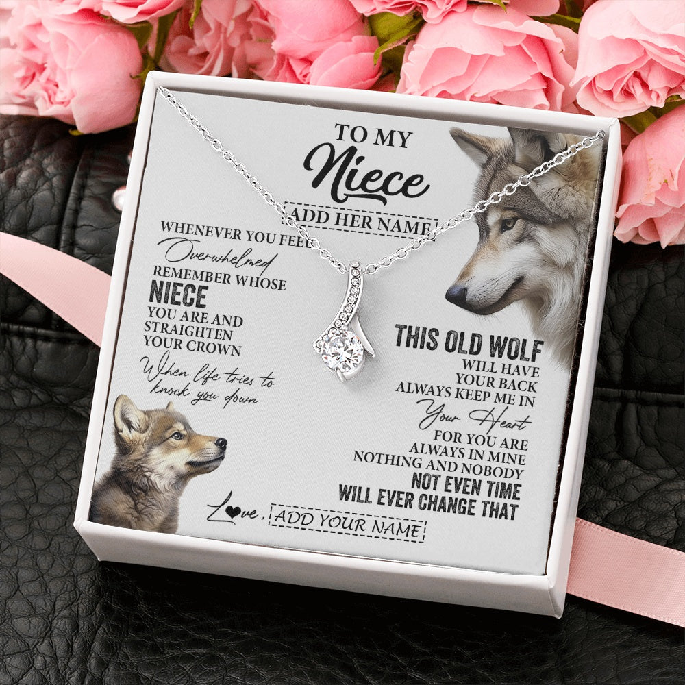 Alluring Beauty Necklace 14K White Gold Finish | 2 | Personalized To My Niece Gifts Necklace From Aunt Uncle Whenever Wolf Unique Birthday Gifts For Niece Graduation Christmas Custom Gift Box Message Card | https://teecentury.