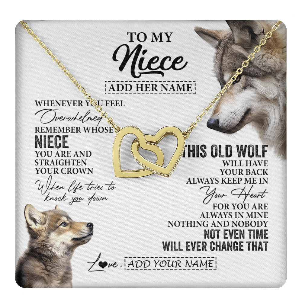 Interlocking Hearts Necklace 18K Yellow Gold Finish | 1 | Personalized To My Niece Gifts Necklace From Aunt Uncle Whenever Wolf Unique Birthday Gifts For Niece Graduation Christmas Custom Gift Box Message Card | https://teecentury.