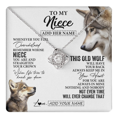 Love Knot Necklace 14K White Gold Finish | 1 | Personalized To My Niece Gifts Necklace From Aunt Uncle Whenever Wolf Unique Birthday Gifts For Niece Graduation Christmas Custom Gift Box Message Card | https://teecentury.