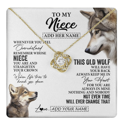 Love Knot Necklace 18K Yellow Gold Finish | 1 | Personalized To My Niece Gifts Necklace From Aunt Uncle Whenever Wolf Unique Birthday Gifts For Niece Graduation Christmas Custom Gift Box Message Card | https://teecentury.