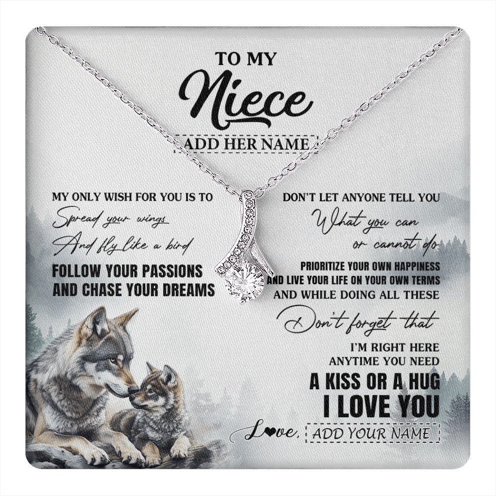 Alluring Beauty Necklace 14K White Gold Finish | 1 | Personalized To My Niece Gifts Necklace From Aunt Uncle Wolf My Only Wish For You Niece Birthday Gifts Graduation Christmas Customized Gift Box Message Card | https://teecentury.