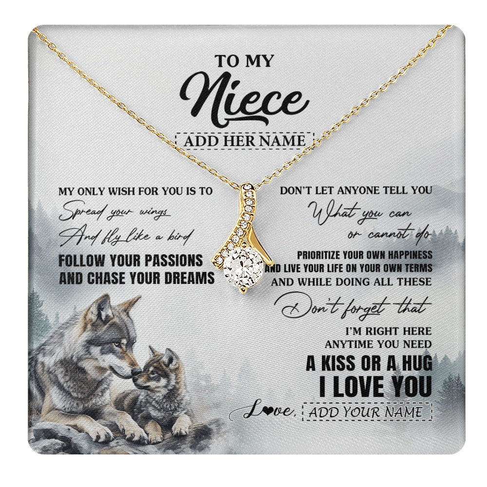 Alluring Beauty Necklace 18K Yellow Gold Finish | 1 | Personalized To My Niece Gifts Necklace From Aunt Uncle Wolf My Only Wish For You Niece Birthday Gifts Graduation Christmas Customized Gift Box Message Card | https://teecentury.