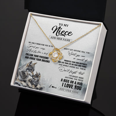 Love Knot Necklace 18K Yellow Gold Finish | 2 | Personalized To My Niece Gifts Necklace From Aunt Uncle Wolf My Only Wish For You Niece Birthday Gifts Graduation Christmas Customized Gift Box Message Card | https://teecentury.
