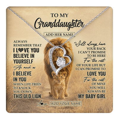 Forever Love Necklace 14K White Gold Finish | 1 | Personalized To My Niece Gifts Necklace From Uncle Always Remember Lion Gifts For Niece Birthday Graduation Christmas Custom Gift Box Message Card | https://teecentury.