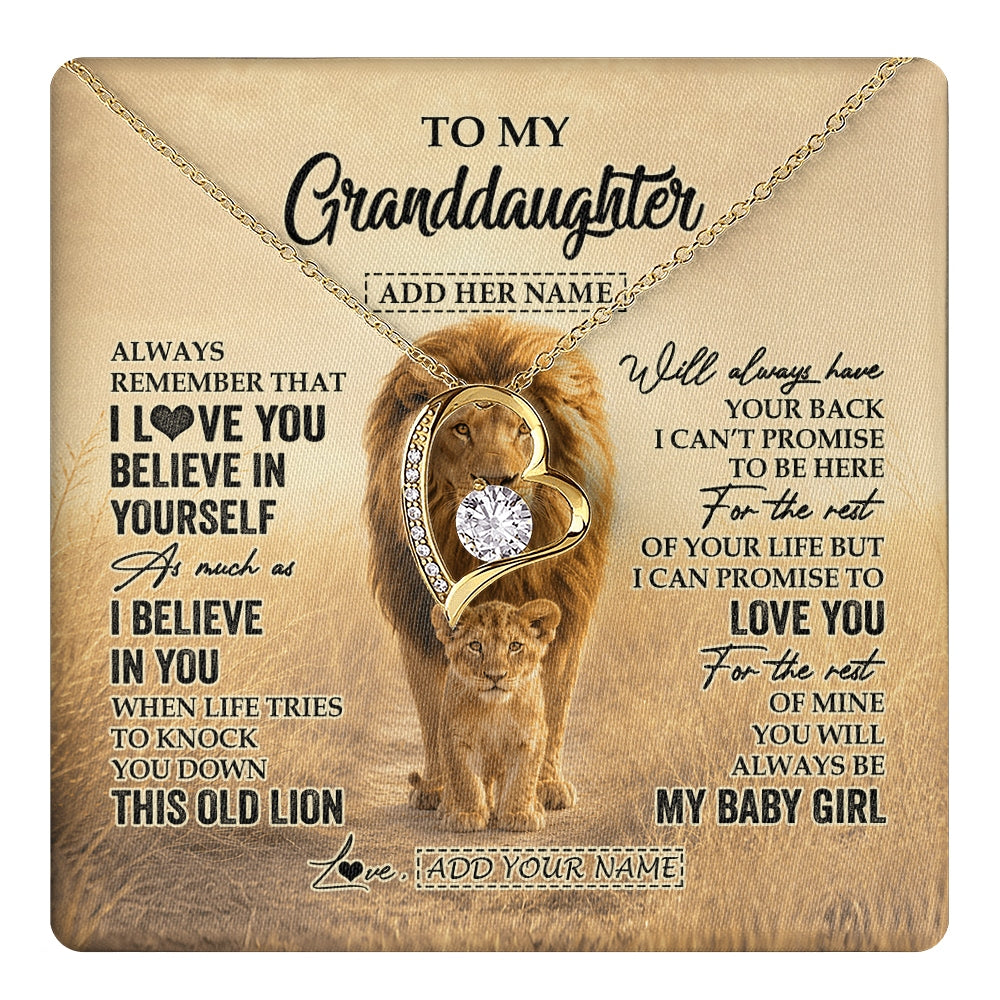 Forever Love Necklace 18K Yellow Gold Finish | 1 | Personalized To My Niece Gifts Necklace From Uncle Always Remember Lion Gifts For Niece Birthday Graduation Christmas Custom Gift Box Message Card | https://teecentury.