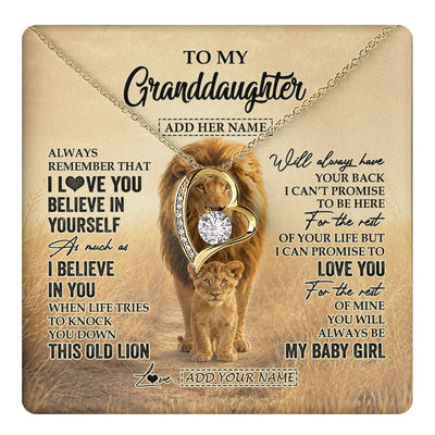 Forever Love Necklace 18K Yellow Gold Finish | 1 | Personalized To My Niece Gifts Necklace From Uncle Always Remember Lion Gifts For Niece Birthday Graduation Christmas Custom Gift Box Message Card | https://teecentury.