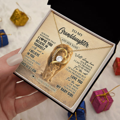 Forever Love Necklace 18K Yellow Gold Finish | 2 | Personalized To My Niece Gifts Necklace From Uncle Always Remember Lion Gifts For Niece Birthday Graduation Christmas Custom Gift Box Message Card | https://teecentury.