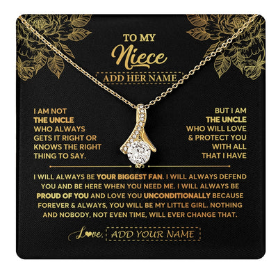 Alluring Beauty Necklace 18K Yellow Gold Finish | 1 | Personalized To My Niece Gifts Necklace From Uncle Meaningful Family Jewelry Birthday Gifts For Niece Graduation Christmas Custom Gift Box Message Card | https://teecentury.