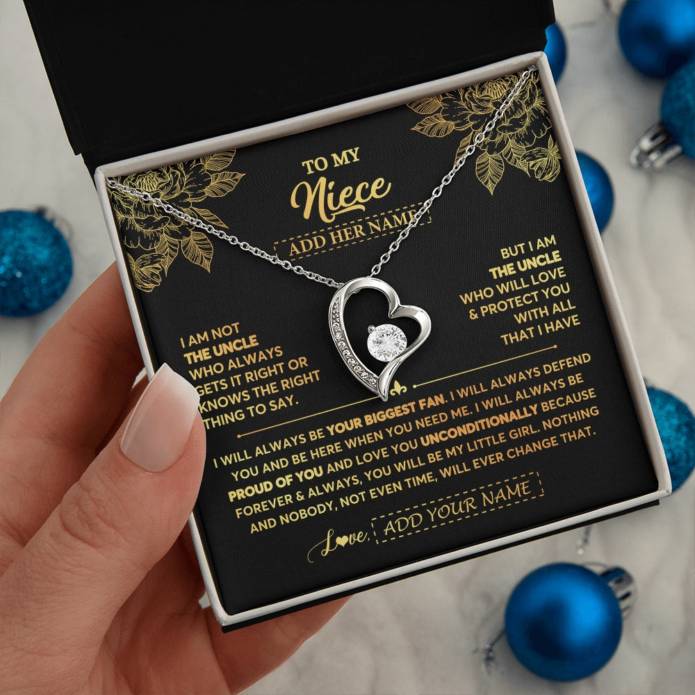 Forever Love Necklace 14K White Gold Finish | 2 | Personalized To My Niece Gifts Necklace From Uncle Meaningful Family Jewelry Birthday Gifts For Niece Graduation Christmas Custom Gift Box Message Card | https://teecentury.