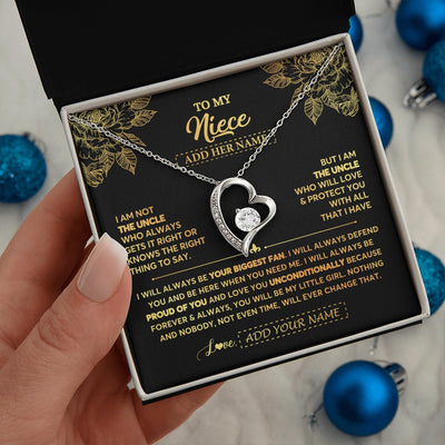 Forever Love Necklace 14K White Gold Finish | 2 | Personalized To My Niece Gifts Necklace From Uncle Meaningful Family Jewelry Birthday Gifts For Niece Graduation Christmas Custom Gift Box Message Card | https://teecentury.