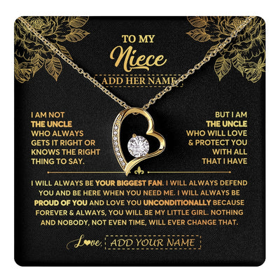 Forever Love Necklace 18K Yellow Gold Finish | 1 | Personalized To My Niece Gifts Necklace From Uncle Meaningful Family Jewelry Birthday Gifts For Niece Graduation Christmas Custom Gift Box Message Card | https://teecentury.