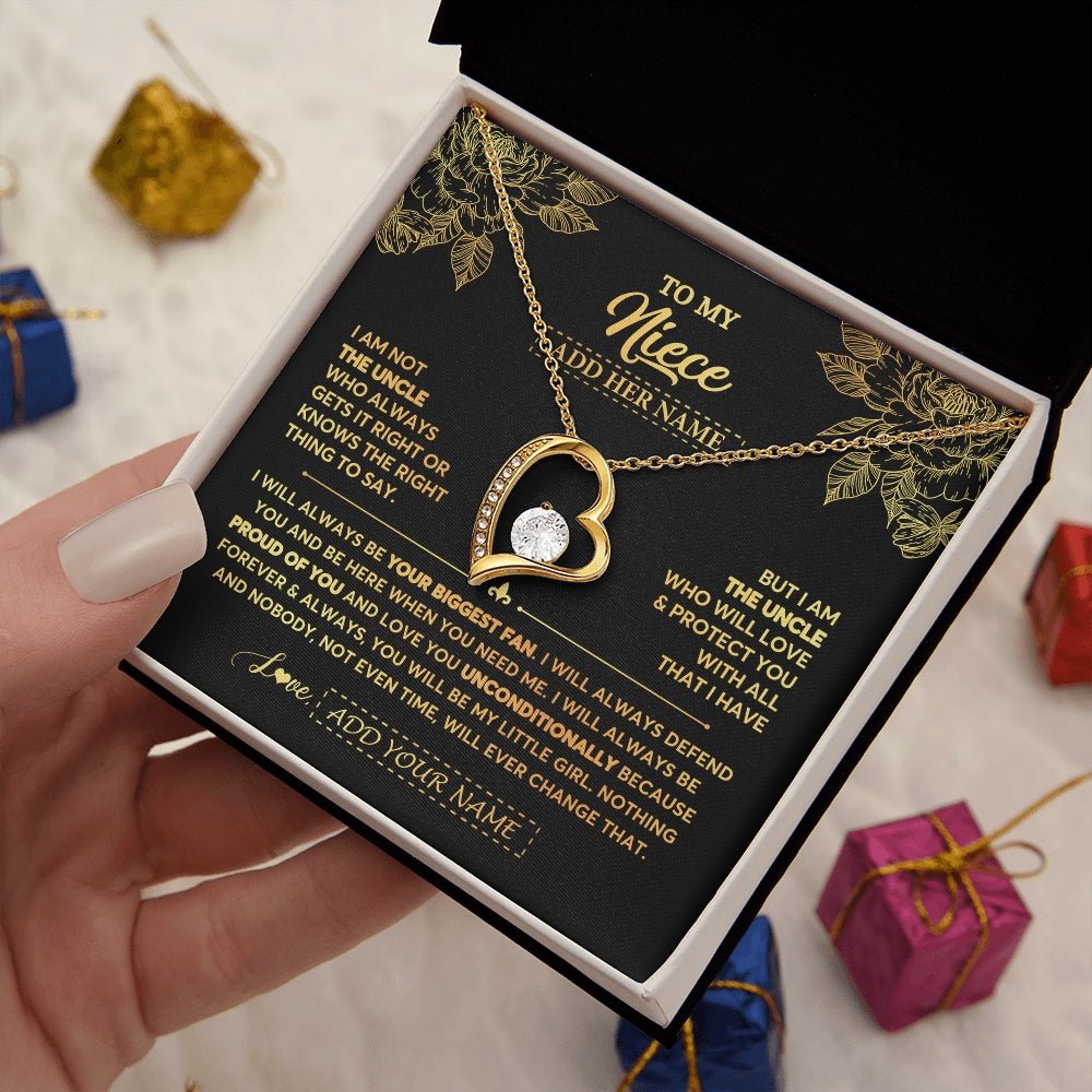 Forever Love Necklace 18K Yellow Gold Finish | 2 | Personalized To My Niece Gifts Necklace From Uncle Meaningful Family Jewelry Birthday Gifts For Niece Graduation Christmas Custom Gift Box Message Card | https://teecentury.