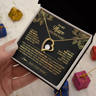 Forever Love Necklace 18K Yellow Gold Finish | 2 | Personalized To My Niece Gifts Necklace From Uncle Meaningful Family Jewelry Birthday Gifts For Niece Graduation Christmas Custom Gift Box Message Card | https://teecentury.