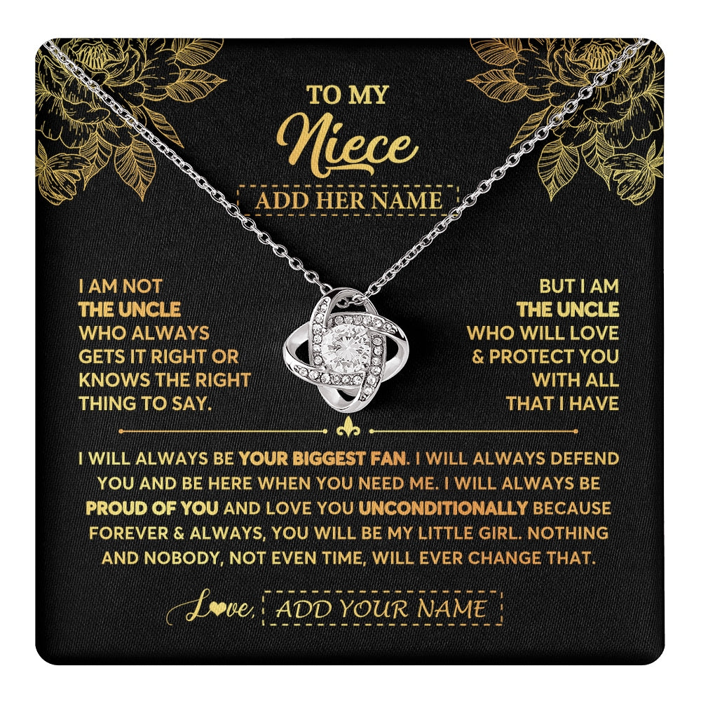 Love Knot Necklace 14K White Gold Finish | 1 | Personalized To My Niece Gifts Necklace From Uncle Meaningful Family Jewelry Birthday Gifts For Niece Graduation Christmas Custom Gift Box Message Card | https://teecentury.